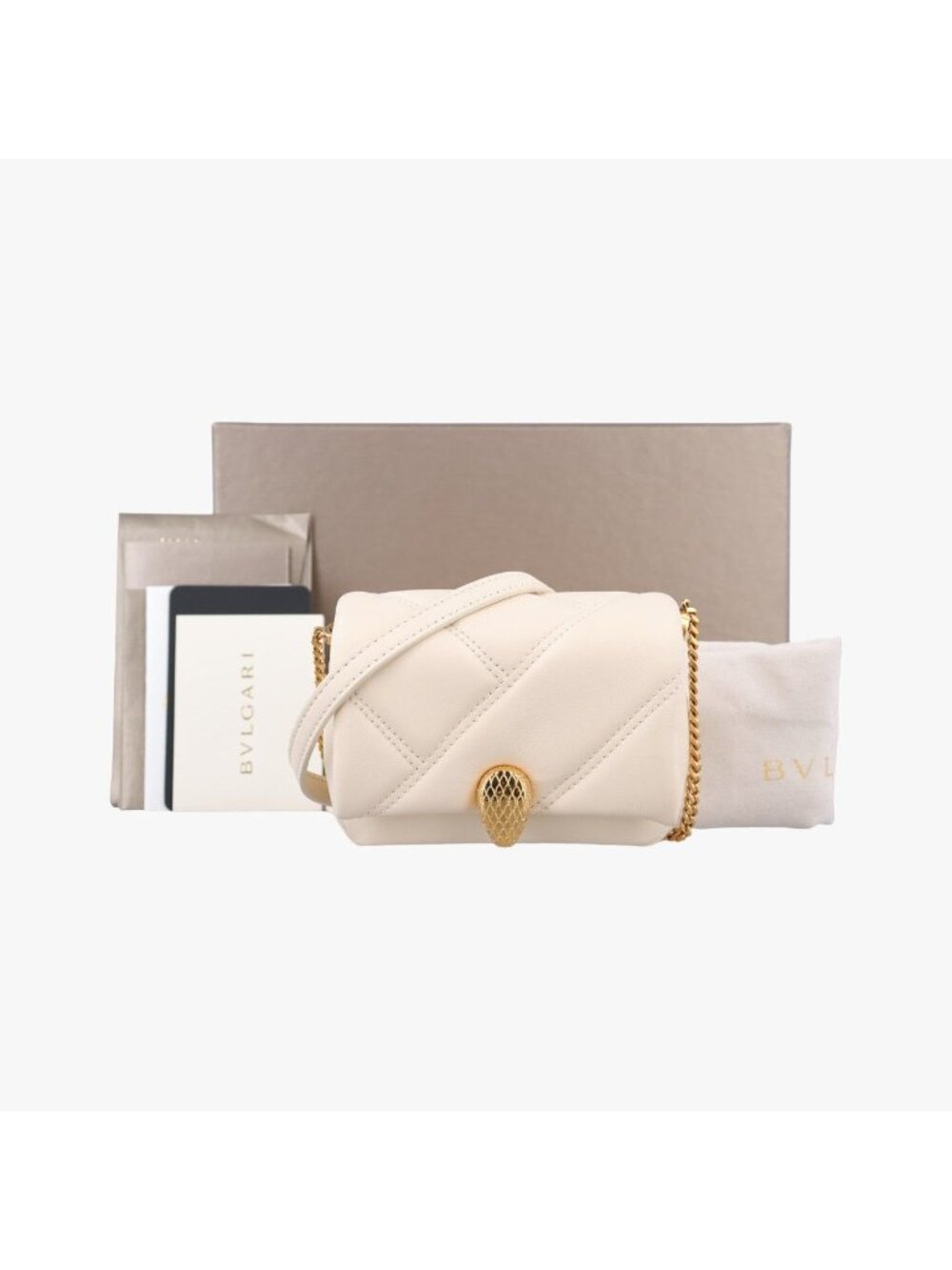 Bvlgari Serpenti Cabochon Micro Ivory Pearl Calfskin